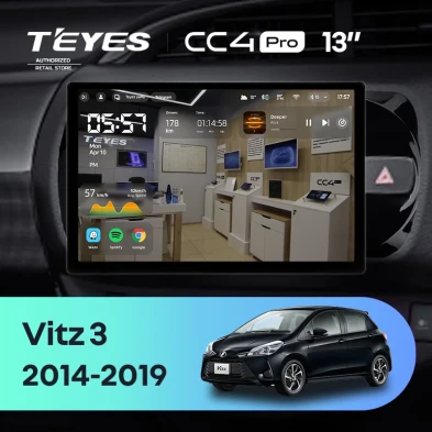 Штатная магнитола Teyes CC4 Pro 8/128 Toyota Vitz III XP130 (2014-2019) Правый руль (13")