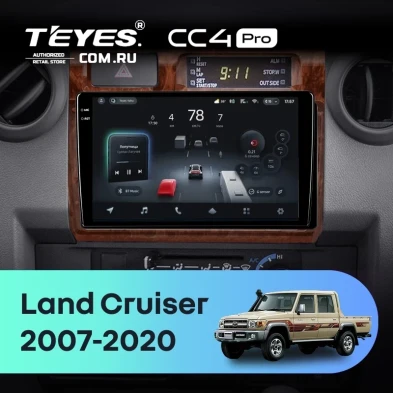 Штатная магнитола Teyes CC4 Pro 12/256 Toyota Land Cruiser 70 Series LC 79 (2007-2020) (Дерево)