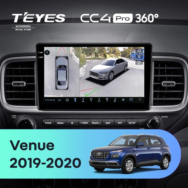 Штатная магнитола Teyes CC4 Pro 360 12/256 Hyundai Venue (2019-2020) Правый руль