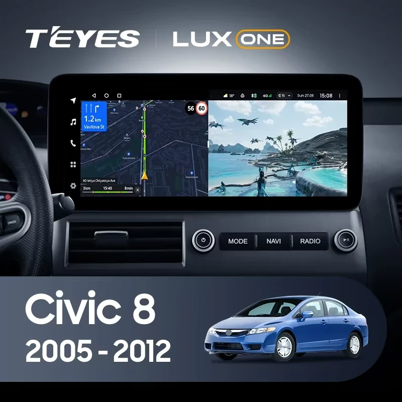 Штатная магнитола Teyes LUX ONE 6/128 Honda Civic 8 FK FN FD (2005-2012)