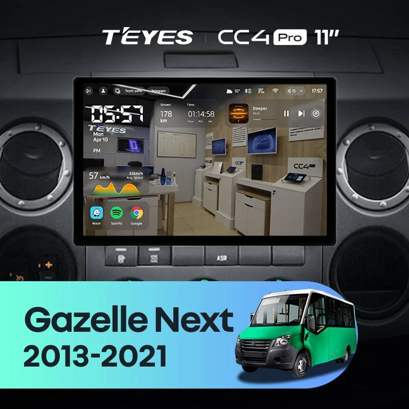 Штатная магнитола Teyes CC4 Pro 8/128 для GAZ Gazelle Next (2013-2021) F3 (11")