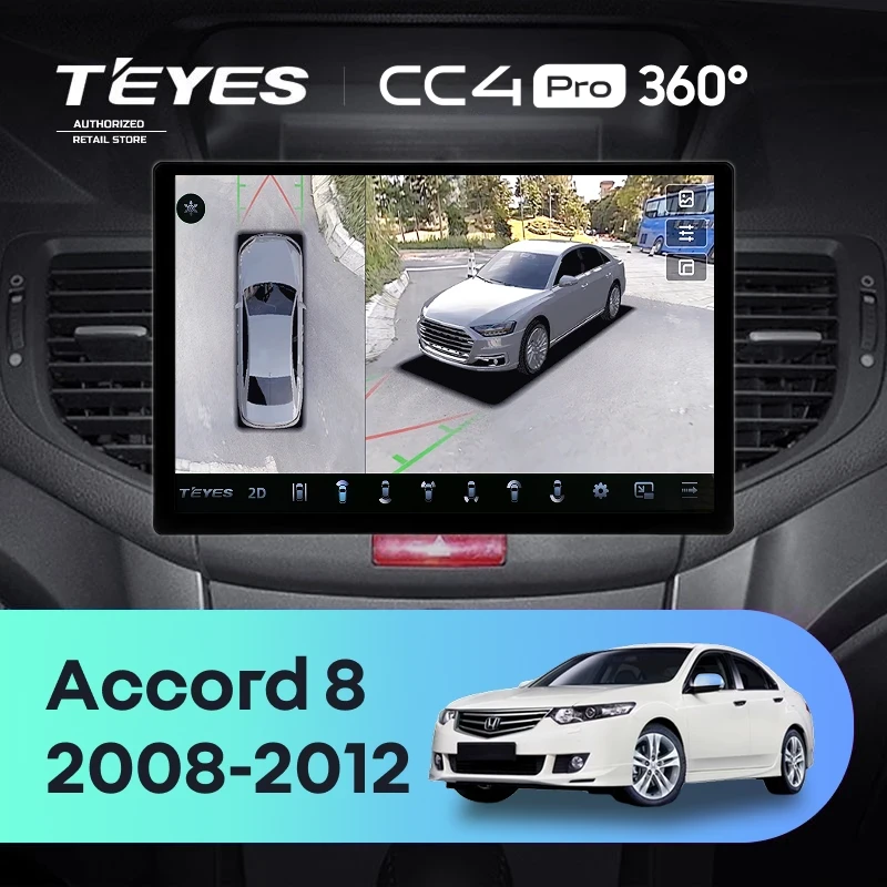Штатная магнитола Teyes CC4 Pro 360 8/128 Honda Accord 7 (2002-2008) F2 (13")