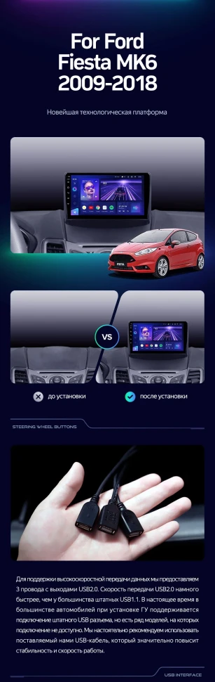 Штатная магнитола Teyes CC3 4/32 Ford Fiesta 6 (2009-2018) F1 Тип-A