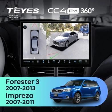 Штатная магнитола Teyes CC4 Pro 360 12/256 Subaru Forester 3 SH (2007-2013) (11")