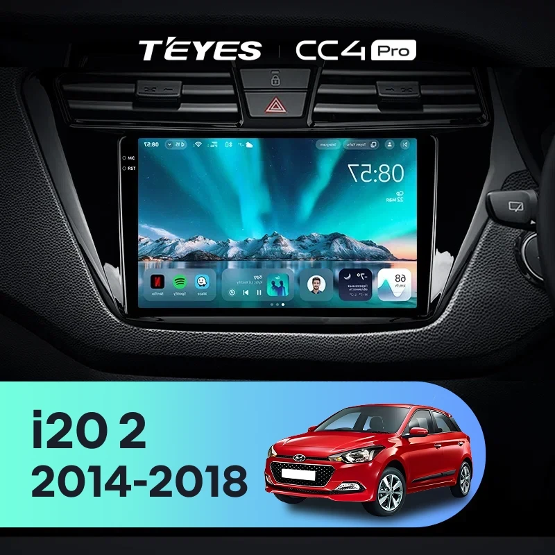 Штатная магнитола Teyes CC4 Pro 8/128 Hyundai i20 2 GB (2014-2018) Правый руль