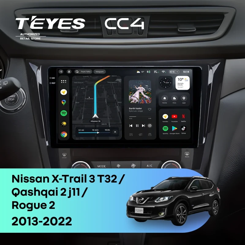 Штатная магнитола Teyes CC4 8/128 Nissan Qashqai 2 J11 (2013-2022) F3 Тип-AB