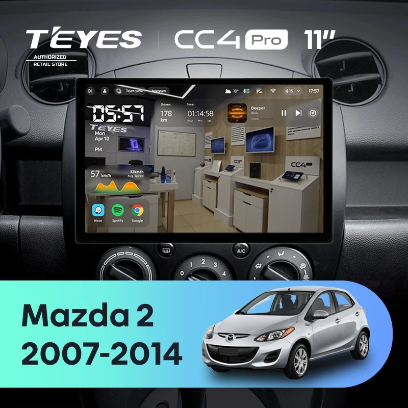 Штатная магнитола Teyes CC4 Pro 12/256 Mazda 2 DE (2007-2014) (11")