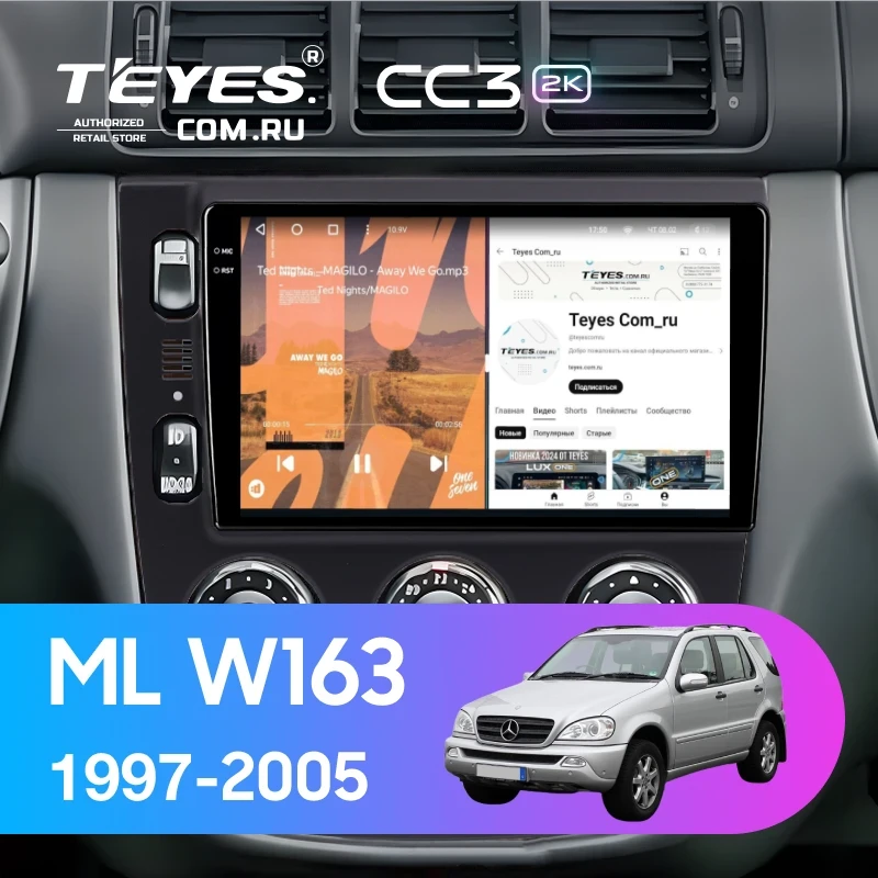 Штатная магнитола Teyes CC3 2K 4/32 Mercedes ML W163 (1997-2005) (черная)