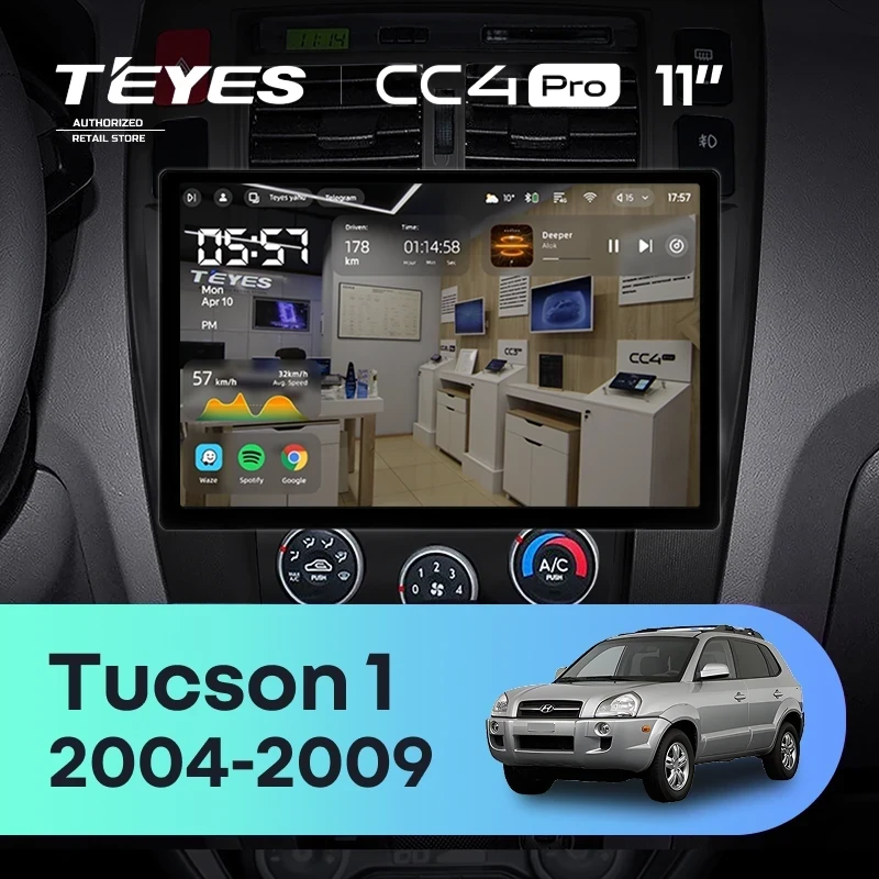 Штатная магнитола Teyes CC4 Pro 8/128 Hyundai Tucson 1 (2004-2009) F2 (11")