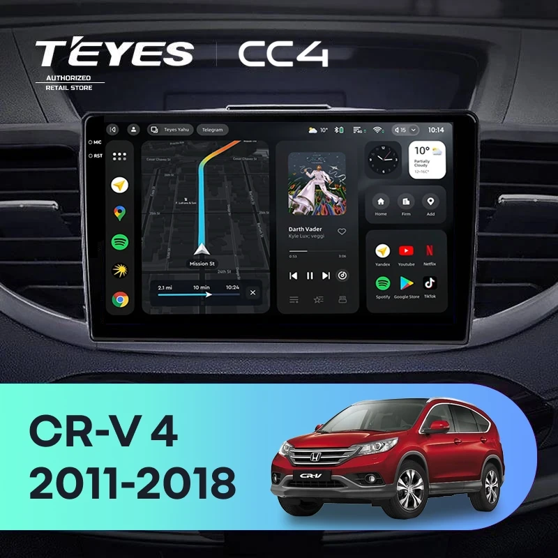 Штатная магнитола Teyes CC4 8/128 Honda CR-V 4 RM RE (2011-2018) Тип-A