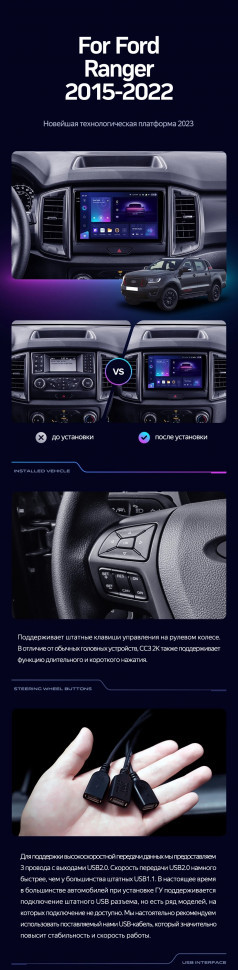 Штатная магнитола Teyes CC3L 4/64 Ford Ranger P703 (2015-2022) Тип-C