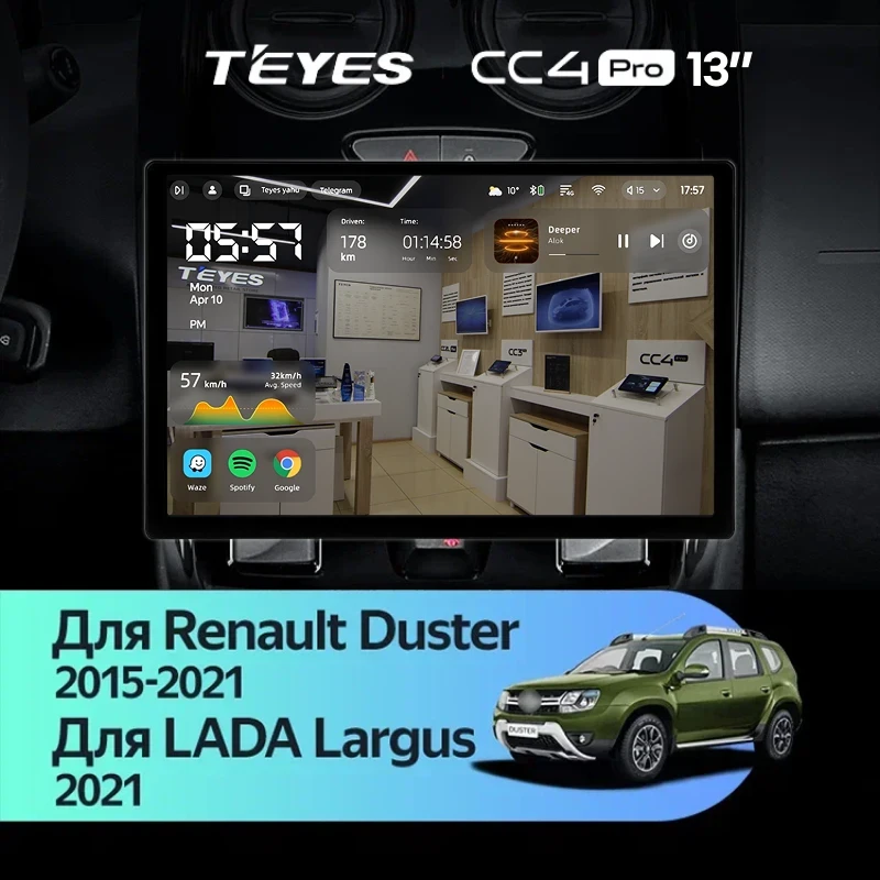 Штатная магнитола Teyes CC4 Pro 12/256 Renault Duster (2015-2021) F1 (13")