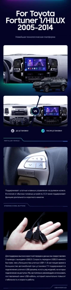 Штатная магнитола Teyes CC3 2K 4/64 Toyota Fortuner (2008-2014) F1