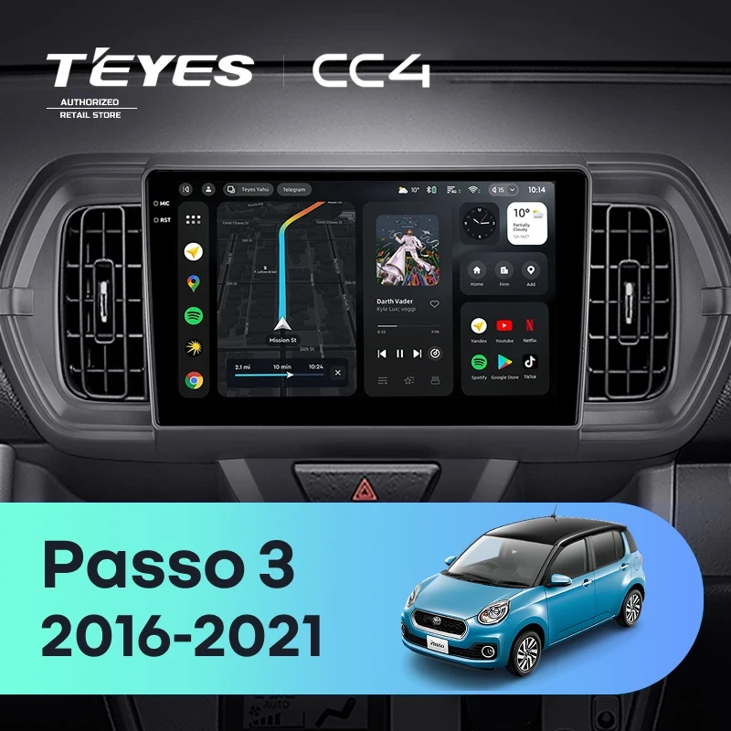 Штатная магнитола Teyes CC4 6/64 Toyota Passo 3 (2016-2021) Правый руль