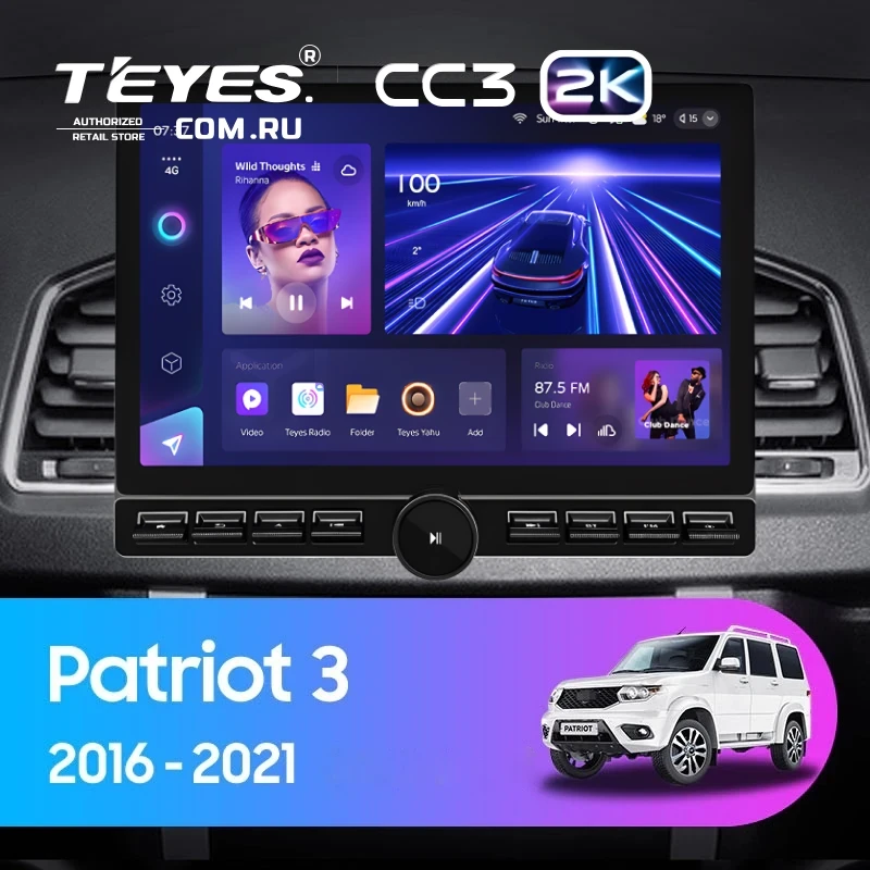 Штатная магнитола Teyes CC3 2K 6/128 UAZ Patriot 3 (2016-2021) F2 (13" с кнопками)