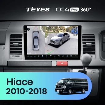 Штатная магнитола Teyes CC4 Pro 360 8/128 Toyota Hiace H200 (2010-2018) Правый руль