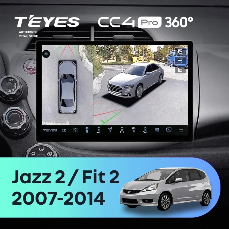Штатная магнитола Teyes CC4 Pro 360 12/256 Honda Fit 2 GE (2007-2014) (13")