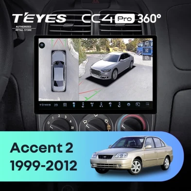 Штатная магнитола Teyes CC4 Pro 360 12/256 Hyundai Accent II LC2 (1999-2012) F1 (11")