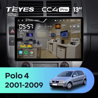 Штатная магнитола Teyes CC4 Pro 8/128 Volkswagen Polo Mk4 (2001-2009) F2 (13")