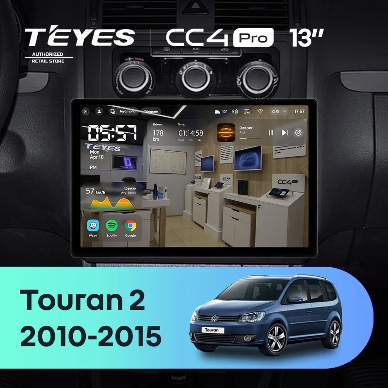 Штатная магнитола Teyes CC4 Pro 12/256 Volkswagen Touran 2 1T (2010-2015) (13")
