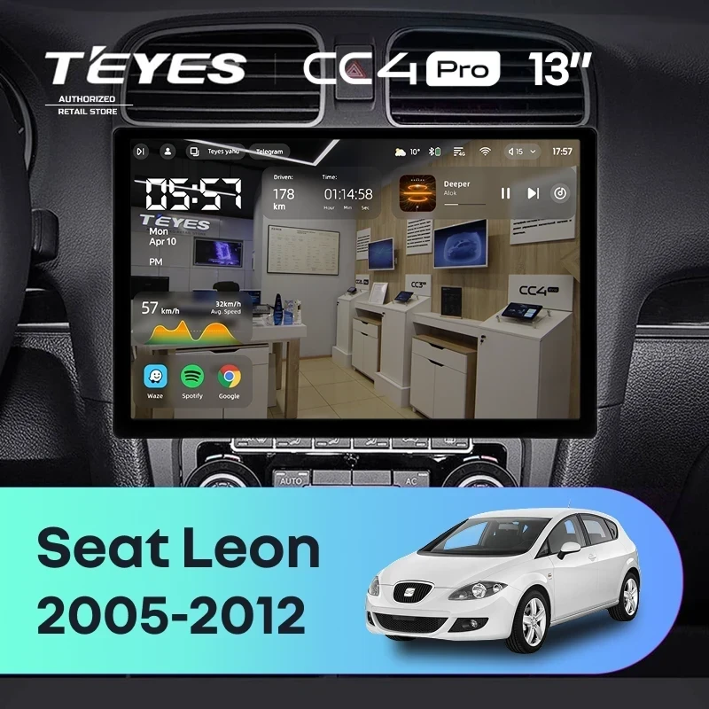 Штатная магнитола Teyes CC4 Pro 12/256 Seat Leon (2005-2012) (13")