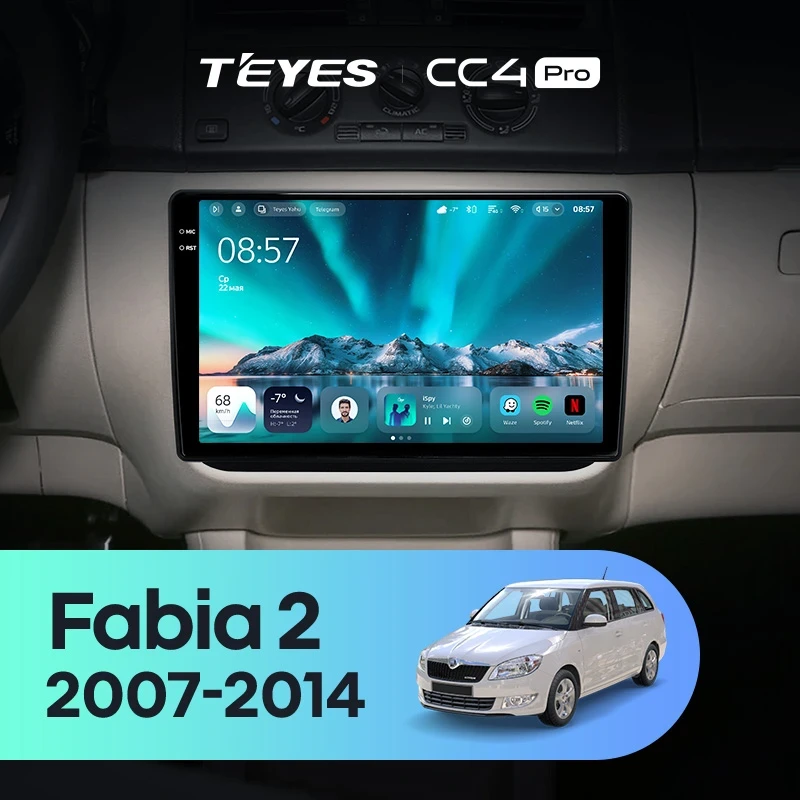 Штатная магнитола Teyes CC4 Pro 8/128 Skoda Fabia 2 (2007-2014)