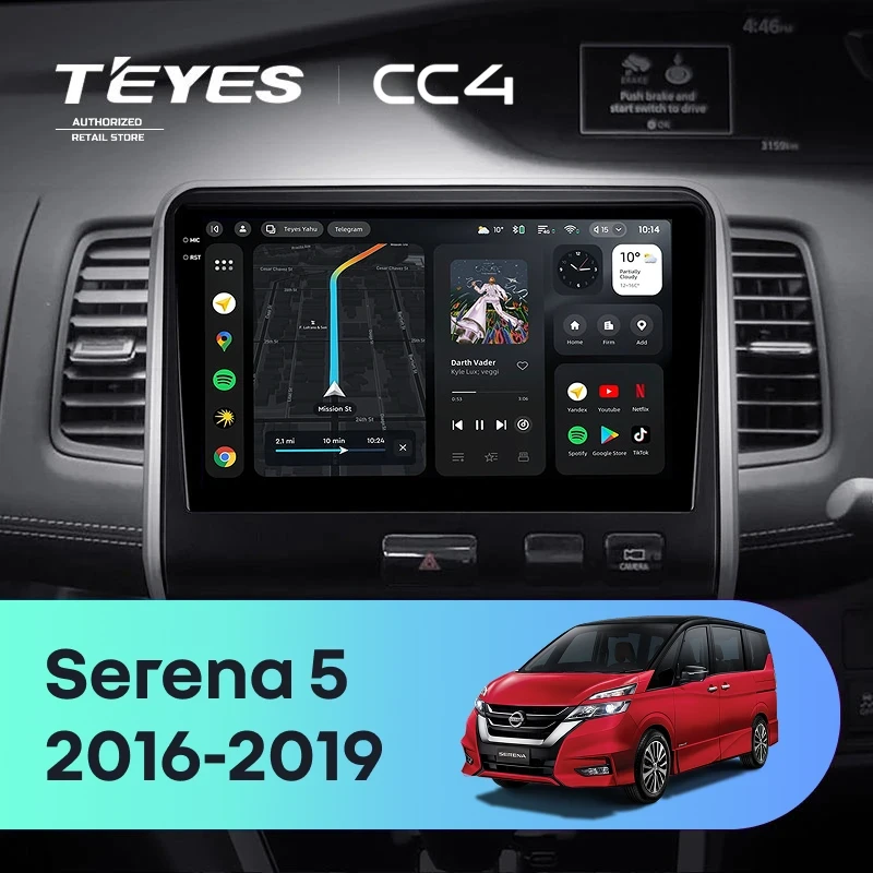 Штатная магнитола Teyes CC4 6/64 Nissan Serena 5 C27 (2016-2019) F2 правый руль