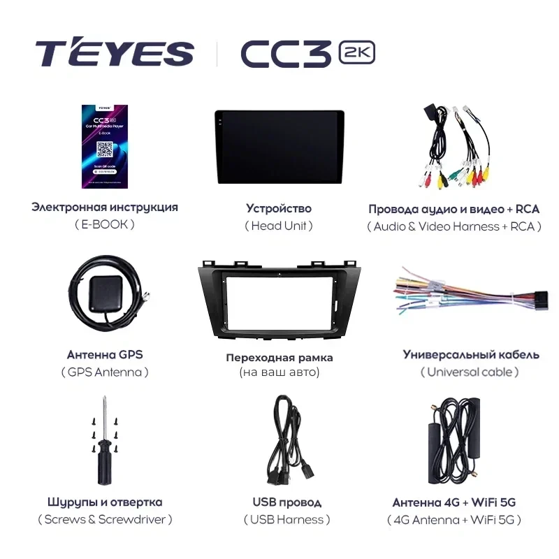 Штатная магнитола Teyes CC3 2K 4/64 Citroen C-Crosser 1 (2007-2013) Декор Тип-A
