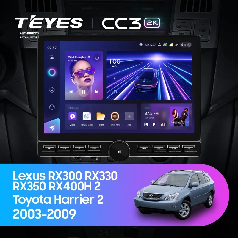 Штатная магнитола Teyes CC3 2K 6/128 Toyota Harrier (2003-2009) F3 (13" с кнопками)