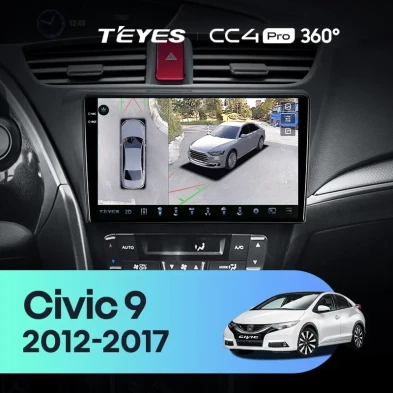 Штатная магнитола Teyes CC4 Pro 360 12/256 Honda Civic 9 FK FB (2012-2017)