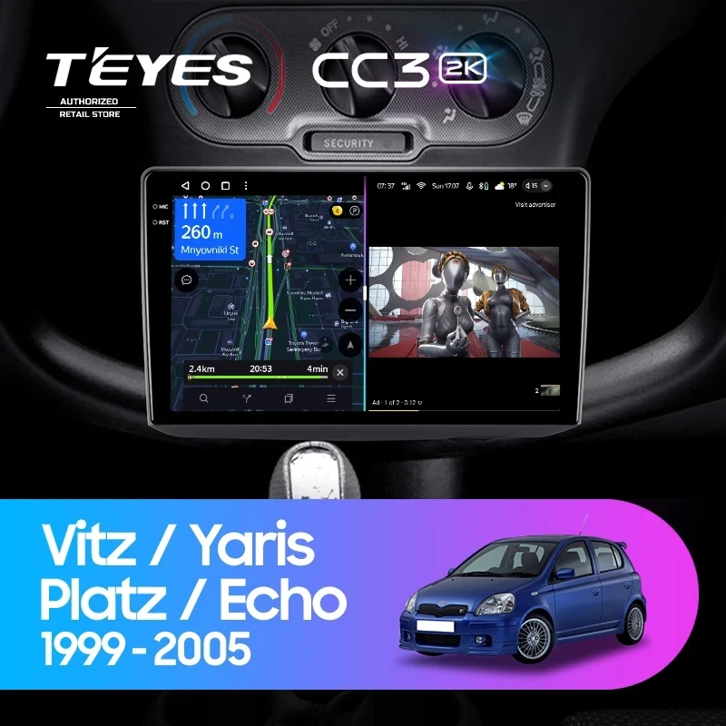 Штатная магнитола Teyes CC3 2K 6/128 Toyota Platz (1999-2005) F1