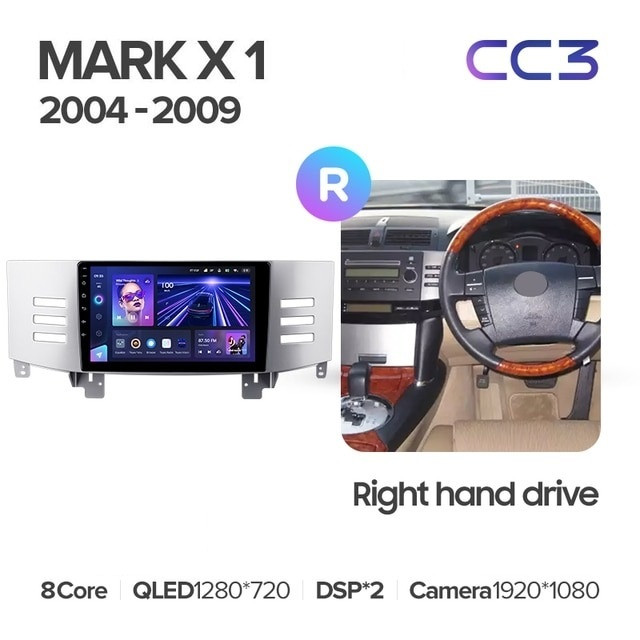 Штатная магнитола Teyes CC3 4/32 Toyota Mark X X120 (2004-2009) Правый руль