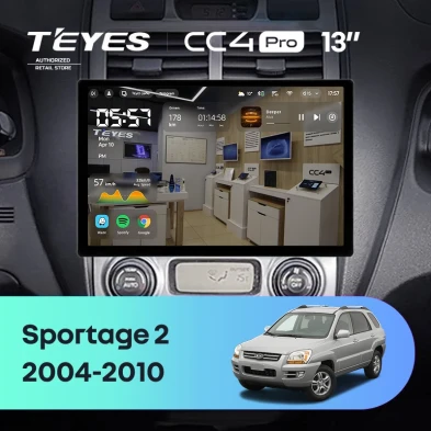 Штатная магнитола Teyes CC4 Pro 8/128 Kia Sportage 2 (2004-2010) F1 (13")