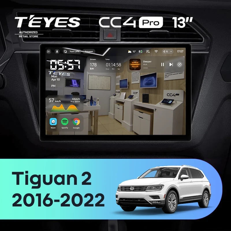 Штатная магнитола Teyes CC4 Pro 8/128 Volkswagen Tiguan 2 (2016-2022) Тип-A (13")
