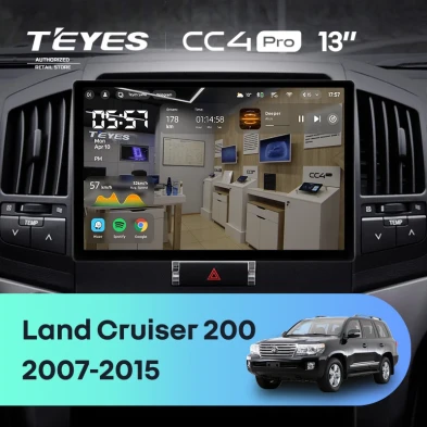 Штатная магнитола Teyes CC4 Pro 12/256 Toyota Land Cruiser 200 (2007-2015) F1 (13")