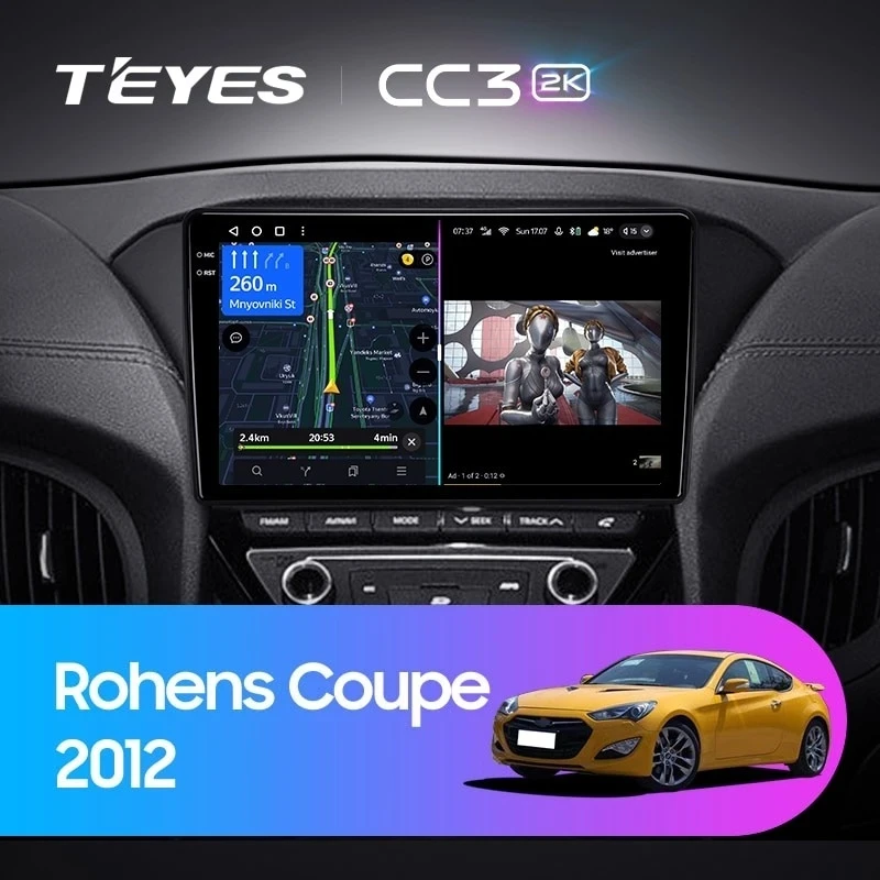 Штатная магнитола Teyes CC3 2K 4/32 Hyundai Rohens Coupe 2012+ F3