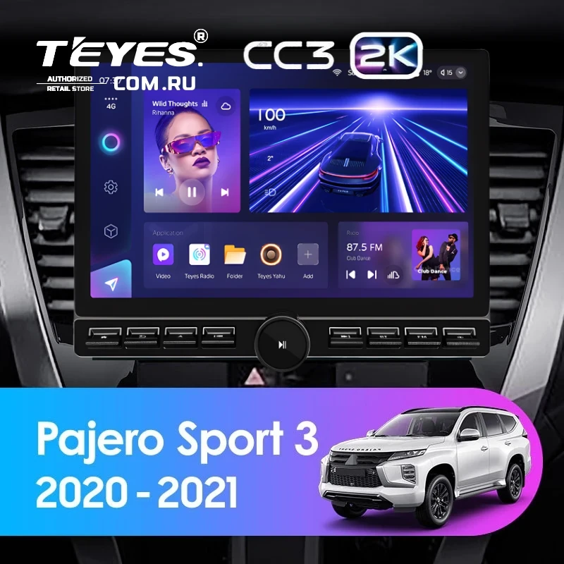 Штатная магнитола Teyes CC3 2K 6/128 Mitsubishi Pajero Sport 3 (2020-2021) (13" с кнопками)