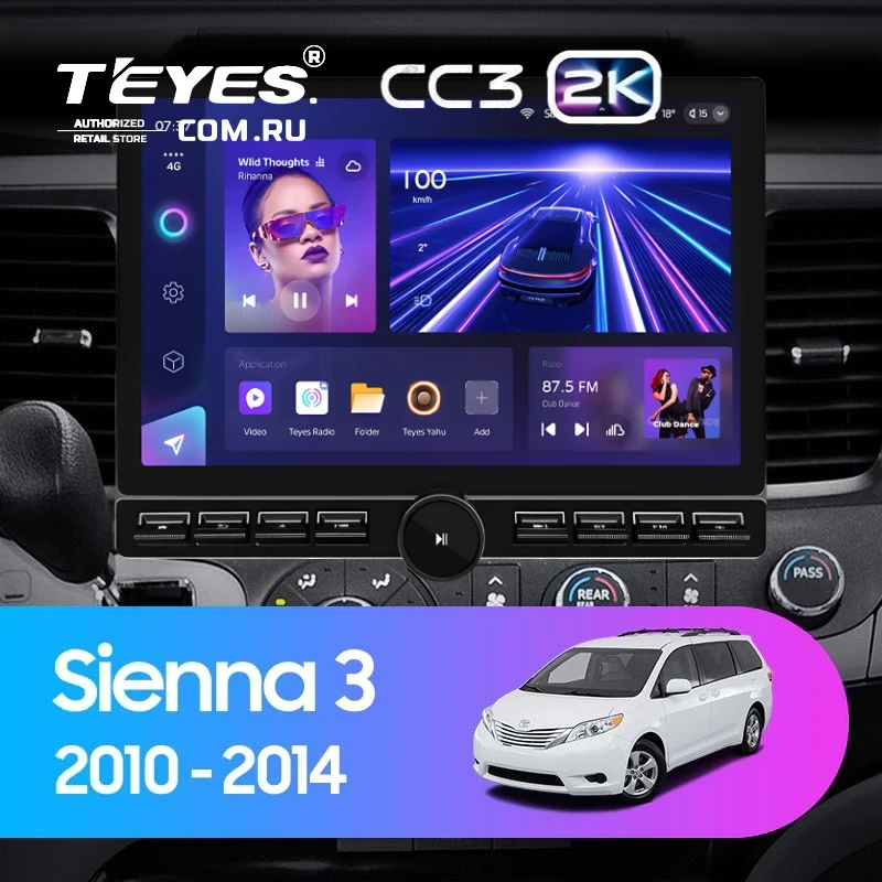 Штатная магнитола Teyes CC3 2K 6/128 Toyota Sienna 3 XL30 (2010-2014) (13" с кнопками)