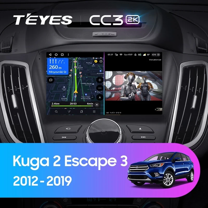 Штатная магнитола Teyes CC3 2K 6/128 Ford Escape 3 (2012-2019) Тип-B