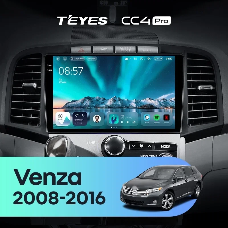 Штатная магнитола Teyes CC4 Pro 12/256 Toyota Venza (2008-2016)
