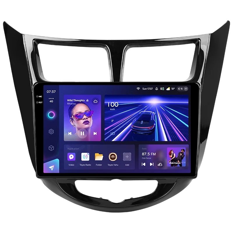 Переходная рамка Hyundai Solaris 1 (2010-2016) (черный глянец) F2 (9")