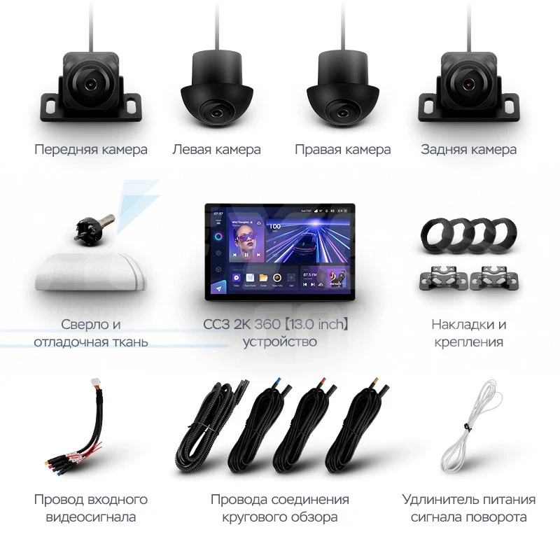 Штатная магнитола Teyes CC3 2K 360 6/128 Peugeot 308 (2007-2015) (13") (Серая)