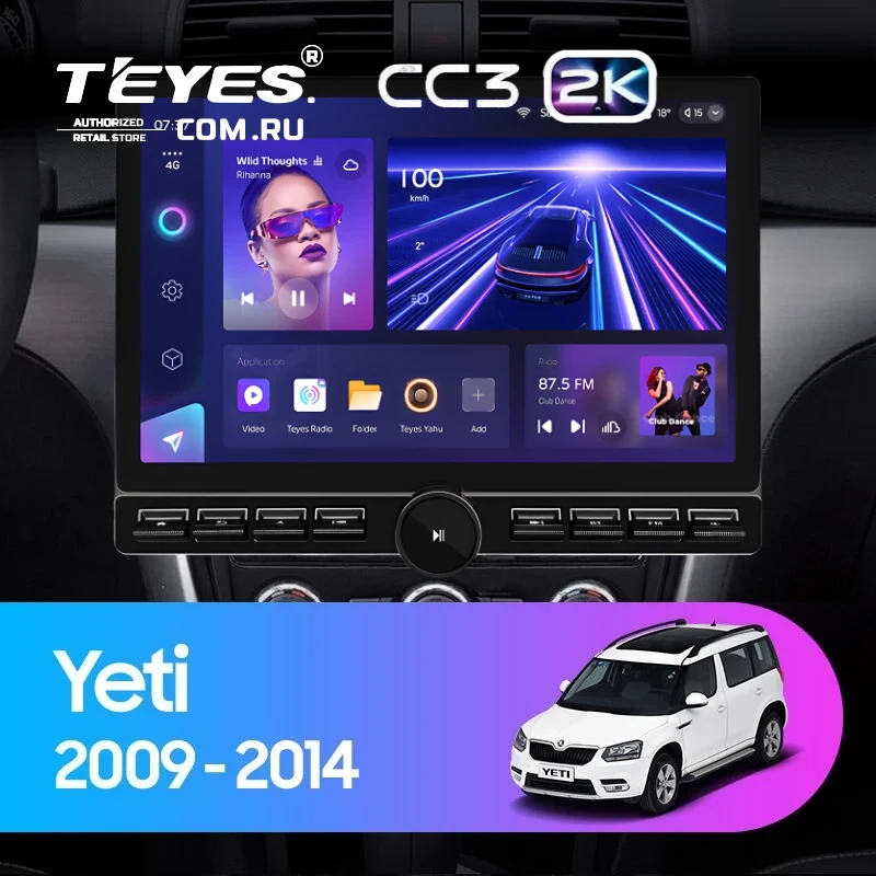 Штатная магнитола Teyes CC3 2K 6/128 Skoda Yeti 5L (2009-2014) (13" с кнопками)
