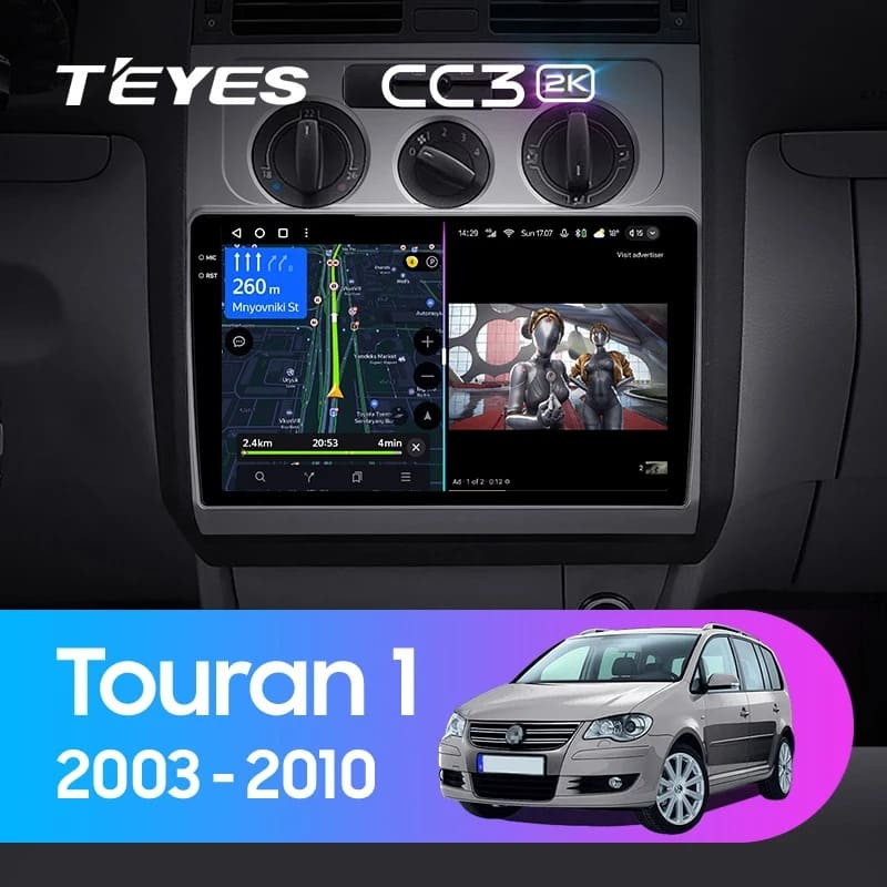Штатная магнитола Teyes CC3 2K 6/128 Volkswagen Touran 1 (2003-2010)