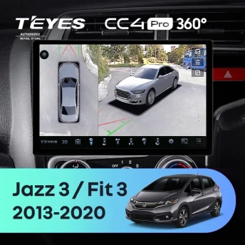 Штатная магнитола Teyes CC4 Pro 360 8/128 Honda Jazz 3 (2015-2020) Тип-A Правый руль (13")