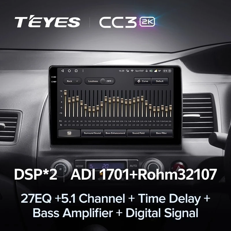 Штатная магнитола Teyes CC3 2K 4/64 Honda Civic 8 FK FN FD (2005-2012) Правый руль