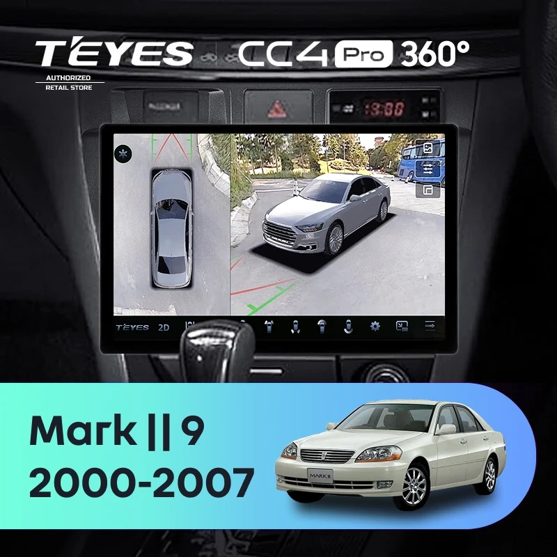 Штатная магнитола Teyes CC4 Pro 360 12/256 Toyota Mark II 9 X100 (2000-2007) F1 (11")