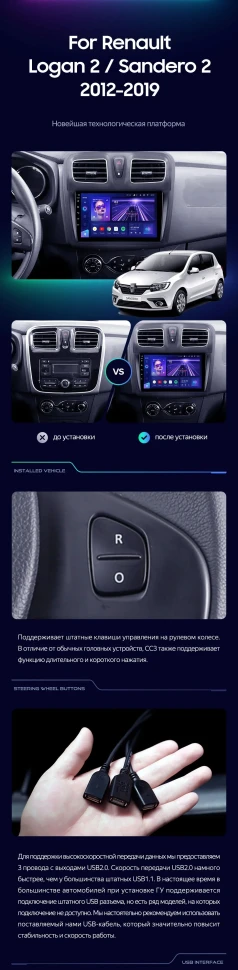 Штатная магнитола Teyes CC3 4/32 Renault Sandero 2 (2013-2022) F2