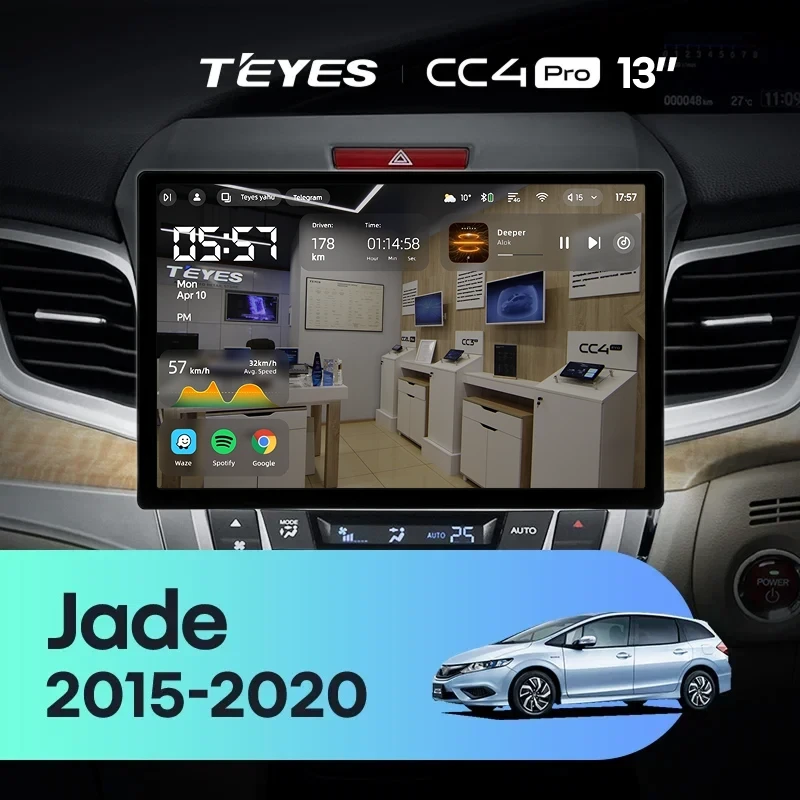 Штатная магнитола Teyes CC4 Pro 8/128 Honda Jade (2015-2020) Правый руль (13")
