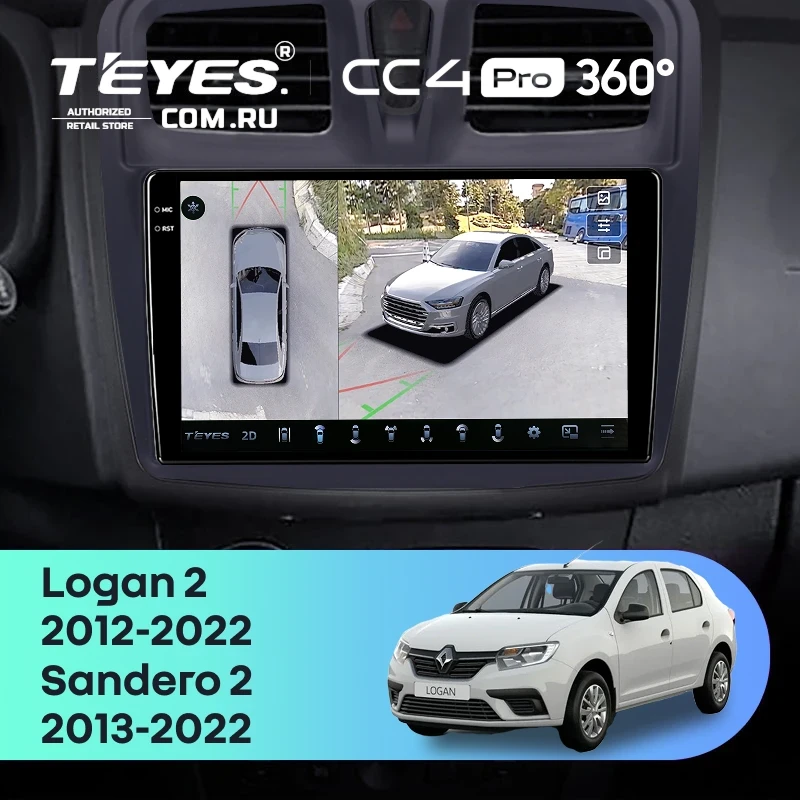 Штатная магнитола Teyes CC4 Pro 360 8/128 Renault Sandero 2 (2013-2022) F1 (10")
